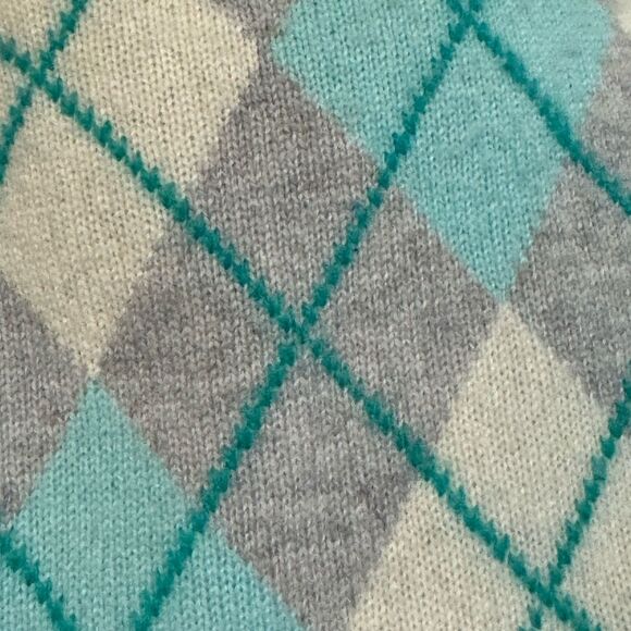 Land’s End grey and blue argyle cashmere sweater size S - Picture 3 of 6